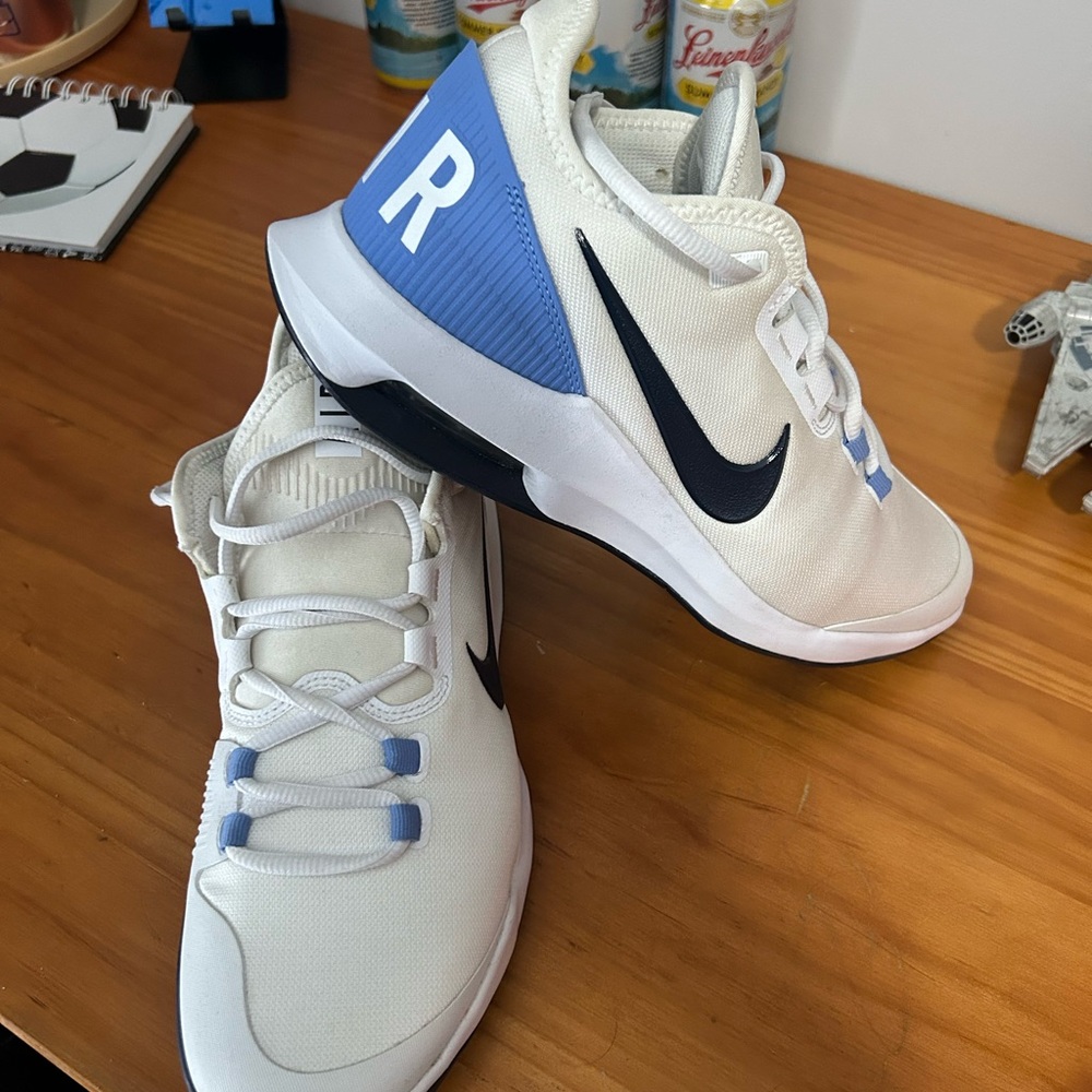 Kids White and Blue Athletic Shoes
